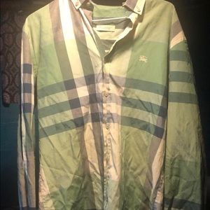 Burberry green nova check button up shirt